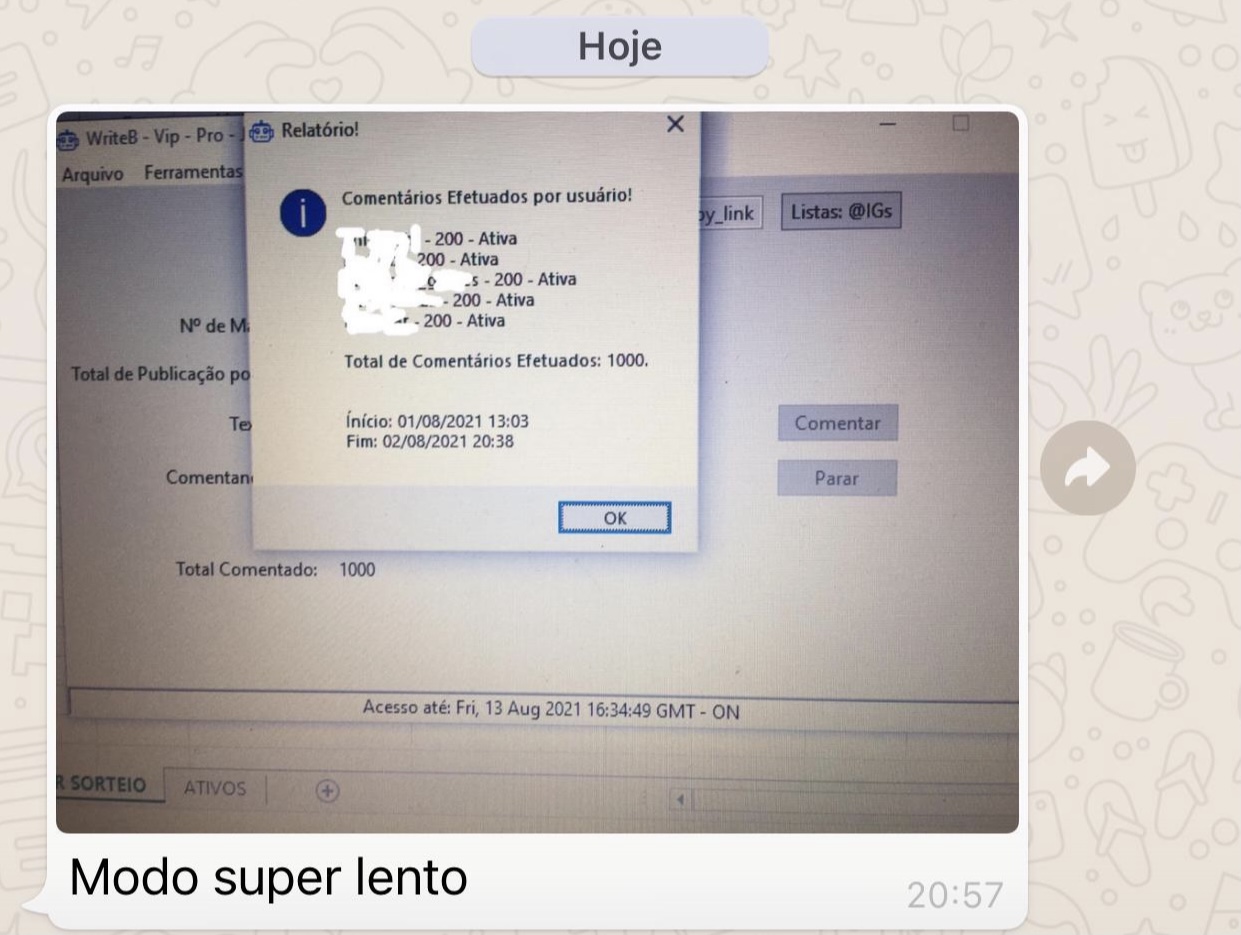 VIP PRO 
Comentários 24 horas por dia !!
Tenha liberdade use WriteB